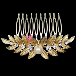 Accesoriu elegant pentru decor par AP028BB Auriu cu perle si cristale